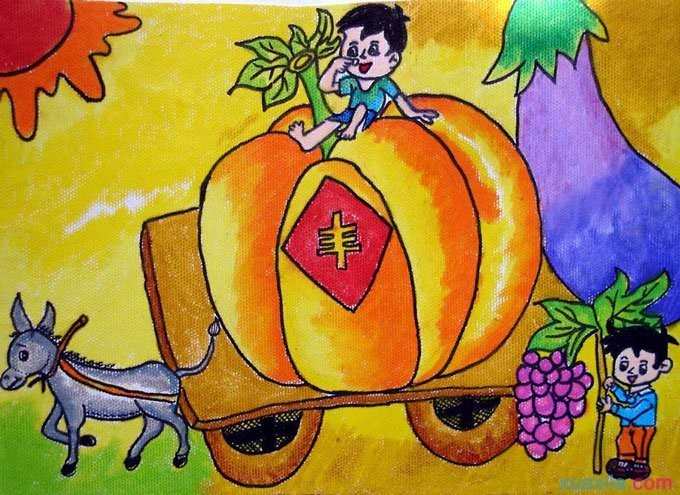 儿童简单手绘画图片1:丰收的秋天