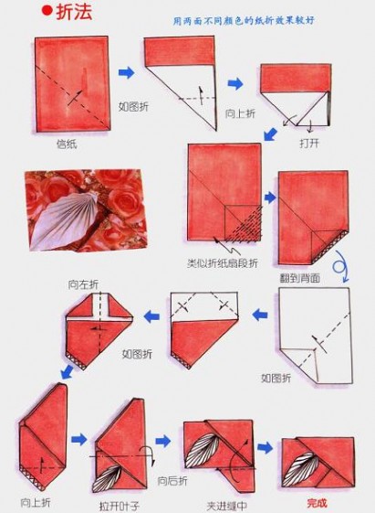 [信纸折法]图解多种信纸的折法 四 风车信封